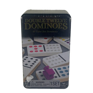 Cardinal Double Twelve Color Dot Dominoes Set in Tin - 91 Pieces! 80705AJX